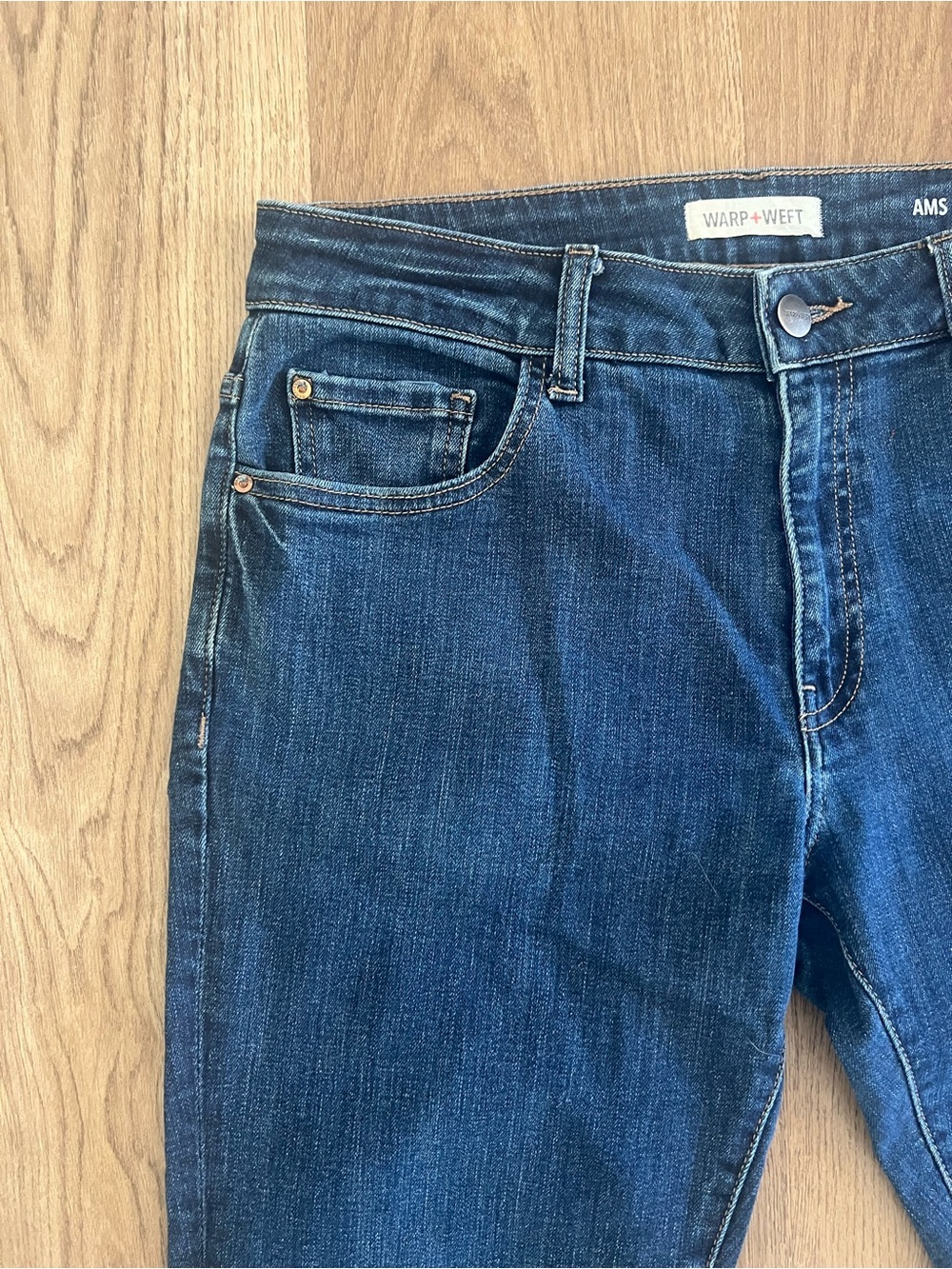 Warp+Weft Men’s Slim Fit Blue Dark Wash Denim Jeans 5-Pocket 31x30 - Picture 2 of 4